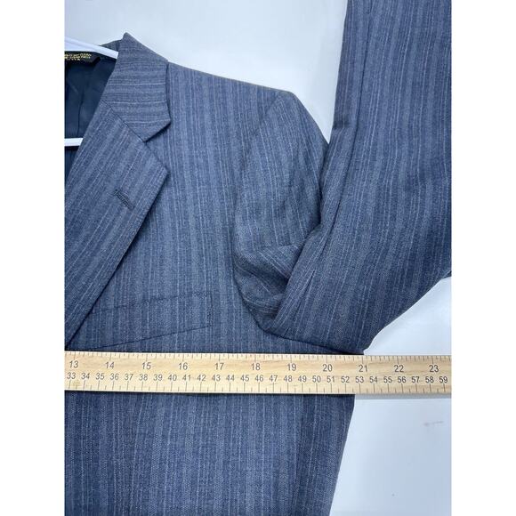 Anderson Little Mens Suit Coat Size Unknown Gray Pinstripe Two Button Up - Picture 10 of 13